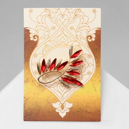 Brooch "Loop", red-white color in gold