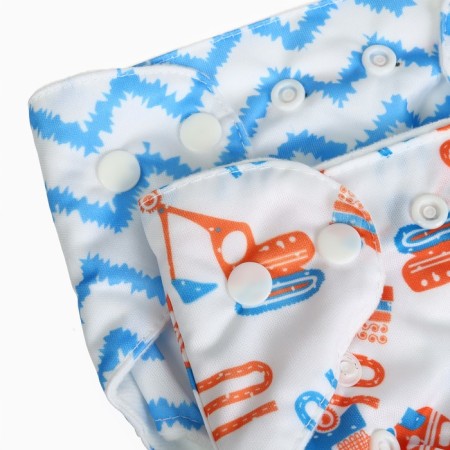 A set of reusable diapers "Machines", 3-8 kg, white, blue, 2 pcs., I crush me-2