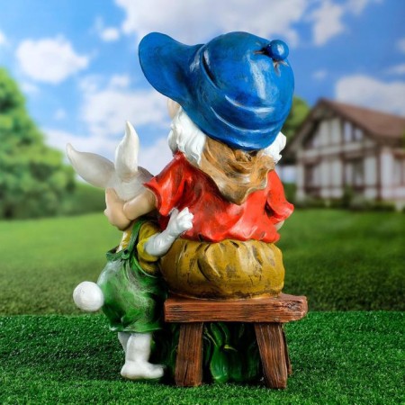 Garden figure "Dwarf with a hare and book" 42x28cm-6