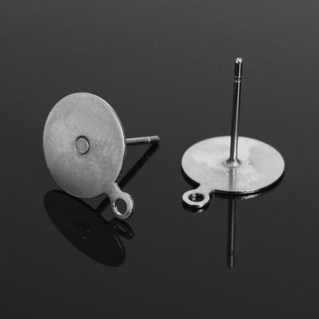 Fundamentals for corn with a loop, a platform of 10 mm, pair, cm-1111, (set 10 pcs.) Silver color