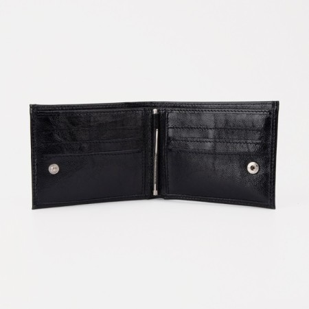 Male purse on the button, for bills, for cards, black color-2