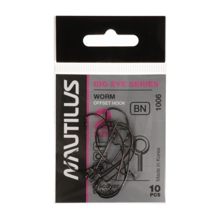 Offset hook Nautilus offset Big Eye Series Worm 1006, No. 2, 10 pcs.