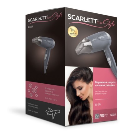 Hairdryer Scarlett SC074, 1400 watts, folding handle, 2 speeds, gray-14
