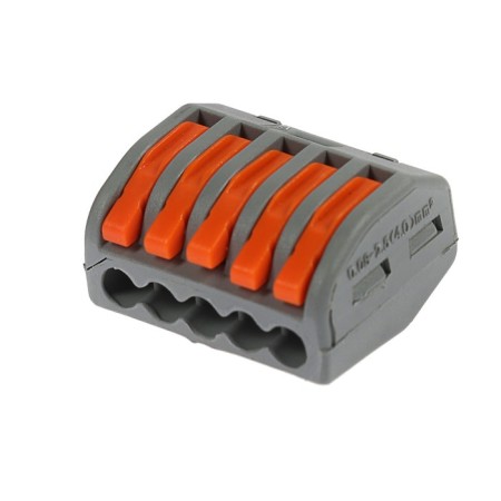 The construction and installation terminal of Luazon Lighting SK-330, 32A, 0.08-2.5 mm2, 5 open, with a lever, nab. 10 pieces