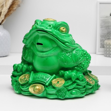 Piggy bank "Toad on money" Green, 22x25x23cm-2