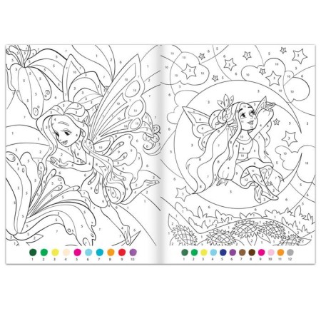Coloring on the numbers "Beautiful Fairies", 16 pp., A4 format-1