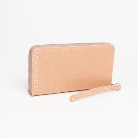 Women's wallet with a zipper, with a pen, beige color-1