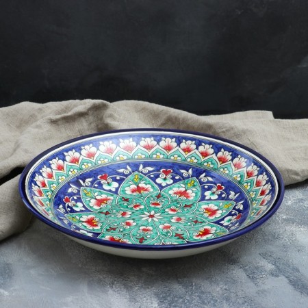 Largan Rishtan ceramics "Flowers", 33 cm, blue