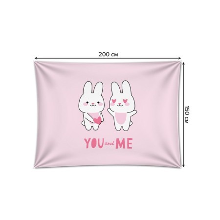 Decorative panel with photo printing "Hare in love", horizontal, size 150x200 cm-1