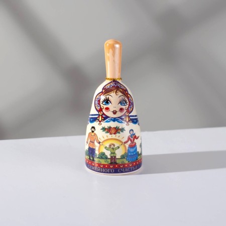 A bell with a pen "Matryoshka" 8 cm, small, ceramics,-1