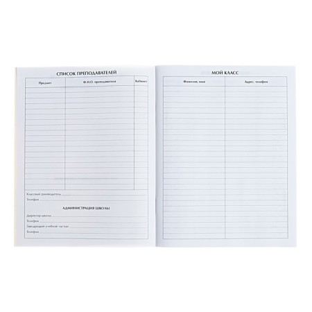 Universal diary for grades 1-11, "blue delicate plain", soft cover, 40 sheets-8