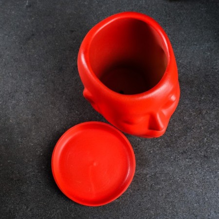 Pot - Organizer "Head" Red, 1.3 l / 16x16x14cm-4