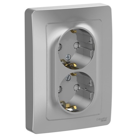 Double SE BLANCA, 16 A, 250V, built -in, with salary, curtains, IP20, alumin., Blnrs001123