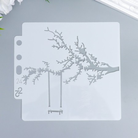 Stencil plastic "Swing on a branch" 13x14 cm