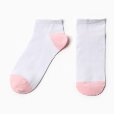 Women's socks shortened, white/pink color, size 25-27 (38-42)