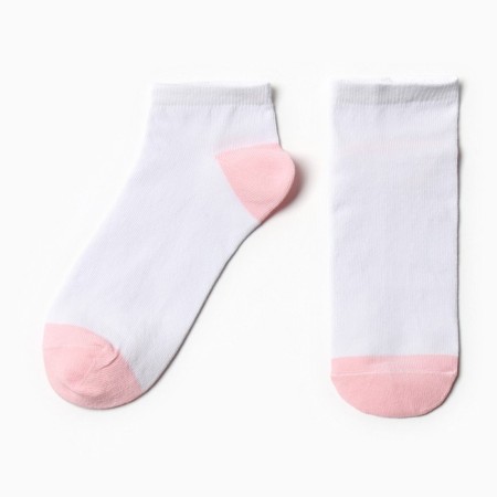 Women's socks shortened, white/pink color, size 25-27 (38-42)