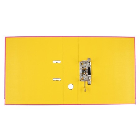 A4, 75 mm, Lamark, PVC, double-sided coating, metal edging, pocket for a spine, collected, pink/yellow-4