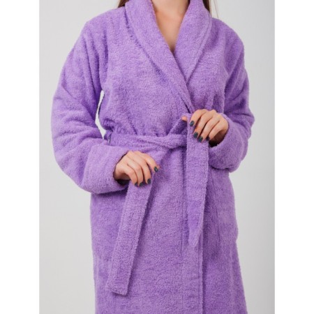 Women's bathrobe, with a shack, size 64-66, lilac color-3