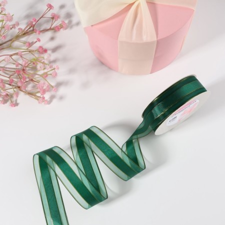 The tape is decorative, nylon/satin, with lurex, 25 mm, 18 ± 1 m, emerald color-1