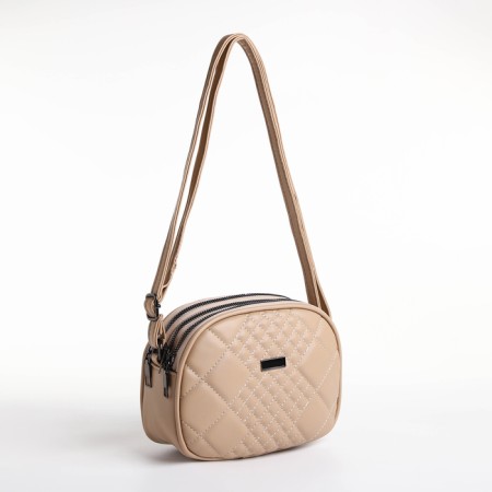 Bag Women's Cross-Bodi with a zipper, beige color-3