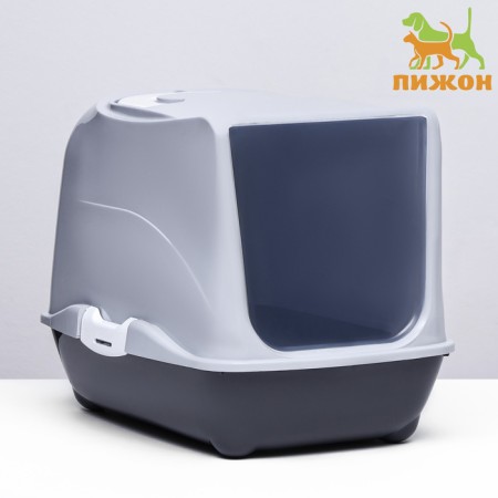 Domik toilet for cats closed with a door 43*32*33 cm, gray