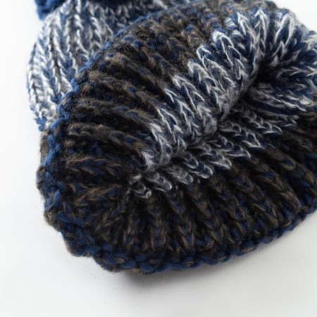 Minaku hat knitted with pompom and gateway, blue color, size 52-54-1
