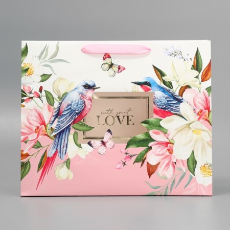 Gift Packet Laminated with a plastic window, packaging, Love, 32.5 x 26.5 x 13.5 cm-1