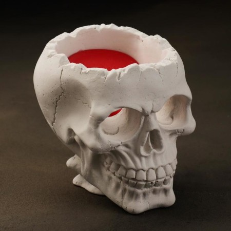 Figure candle in concrete "Crying skull", red-1