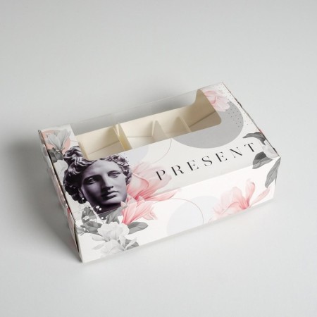 Eclaire box, confectionery packaging, 5 inserts, Present, 25.2 x 15 x 7 cm