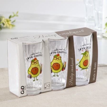 A set of glasses "Avocado", 230 ml, 3 pcs, Mix drawing-18