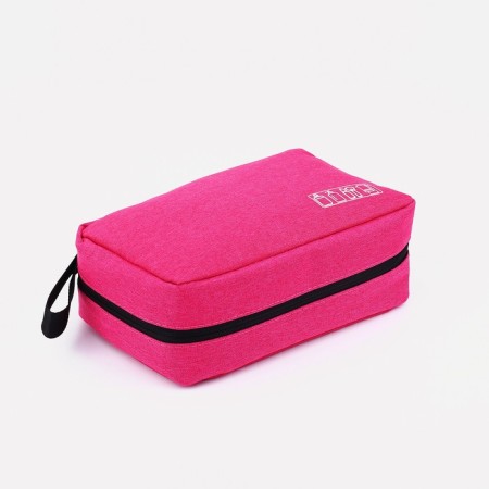 Cosmetic bag, 2 parts on lightning, with hook, pink color