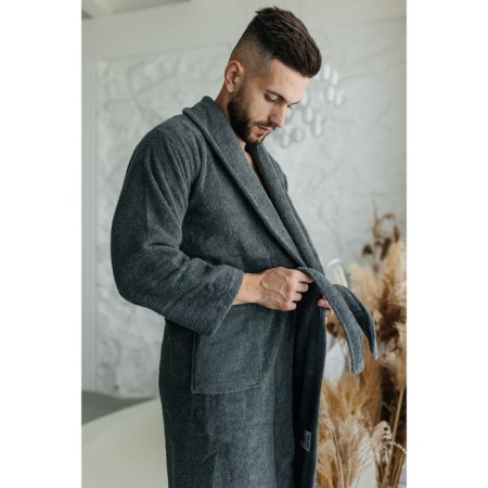 Tainted male bathrobe, size 46, graphite color-6