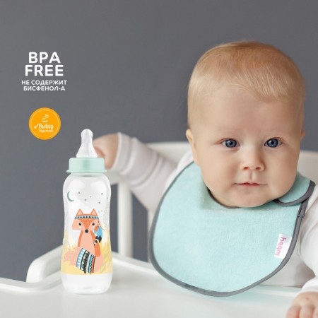A bottle for feeding, a classic throat, with silicone nipple, from 0 months, 250 ml.-1