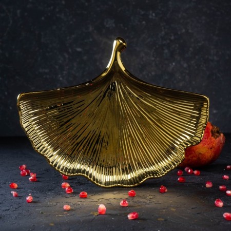 Ceramic serving dish "Golden Leaf", 23 × 23 cm, gold color-4