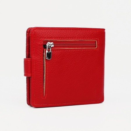 Women's wallet on the button, red color-1