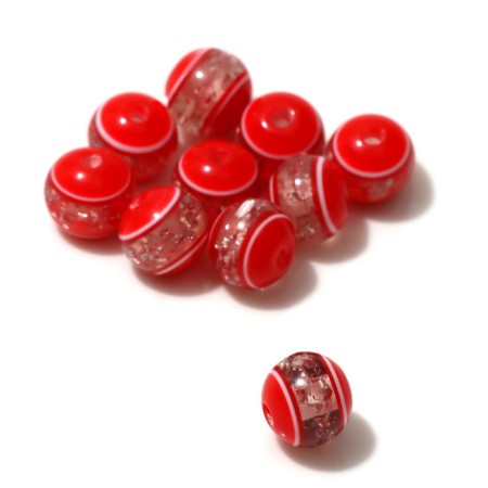 Busina "Rondel" inclusive, 1 × 1 × 0.8 cm, (set 10 pcs.), Red color-1