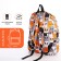 School backpack of textiles on a zipper, 4 pockets, wallet, gray/orange color