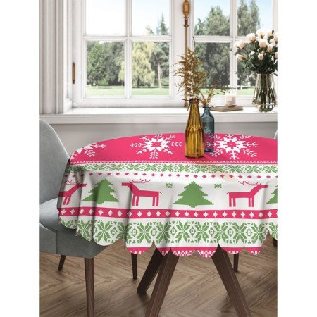 The tablecloth “Deer in snowflakes”, round, Saten, D = 150 cm