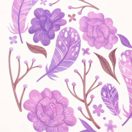 Tattoo on the body color "Egg with purple patterns" 10x10 cm-2