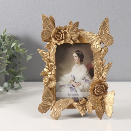 Photo frame Polystone 10x15 cm "Flower tenderness" gold 3.8x18x25.5 cm