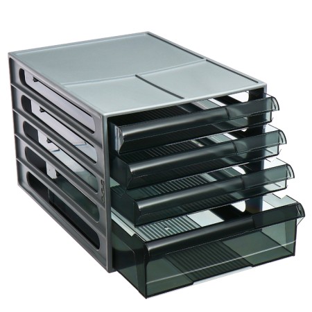 File-cabinet 4-sectoral Istanm, gray case, black trays-1