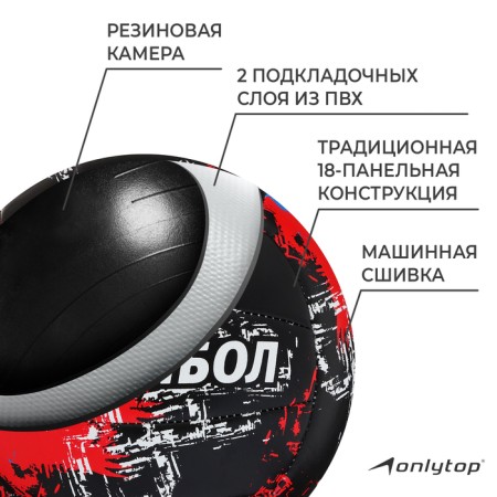 Volleyball ball Onlytop Ace, PVC, machine stitching, 18 panels, p. 5-2