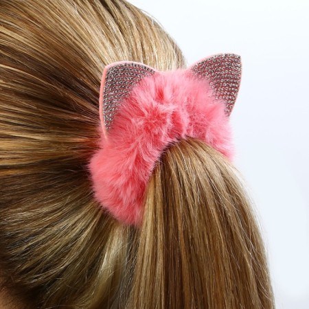 Hair gum fluffy "Kisa" with ears-6