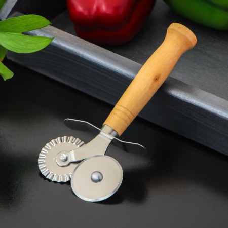 Knife for pizza and dough the double share "Classic", 16 cm, beige color-1