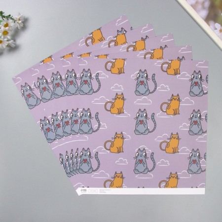 Scrapbooking paper bilateral "cats" density 180 grams set 5 pcs 30.5x32 cm-2