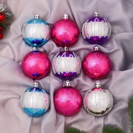 Set of balls plastic D-6 cm, 9 pcs "Adele" waves, mix