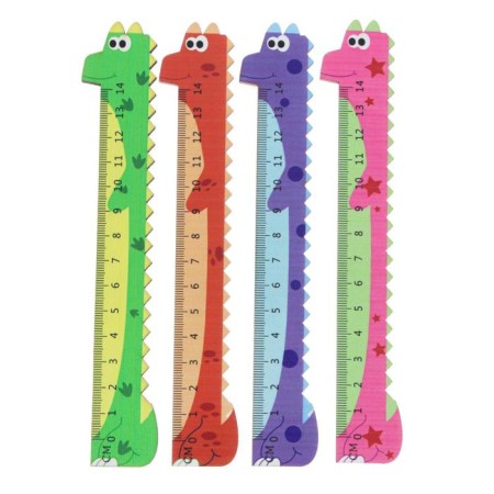 Wooden line 14 cm, DEVENTE Figure Dino (barcode), mix x 4 colors, cardboard box-1