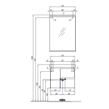 Aquaton mirror "Rene 60", 600x850 mm, LED lamp, shelf-3