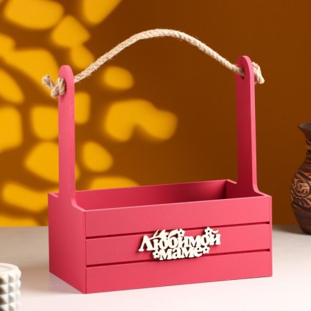 Box - wooden Kashpo 25x15x30 "Beloved Mom" ​​Bordeaux