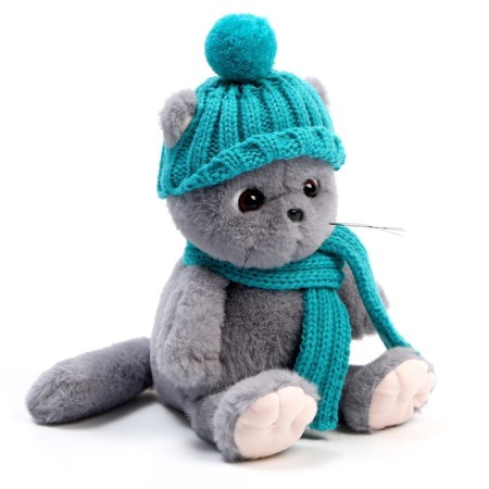 Soft toy "Cat Slanti", with a hat and a scarf-8